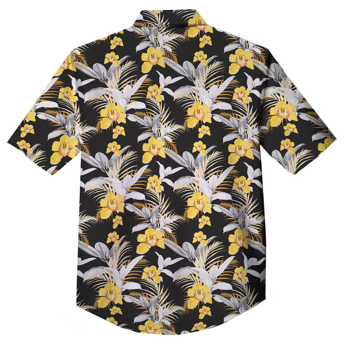Orchid Yellow Print Pattern Button Up Shirt-grizzshop