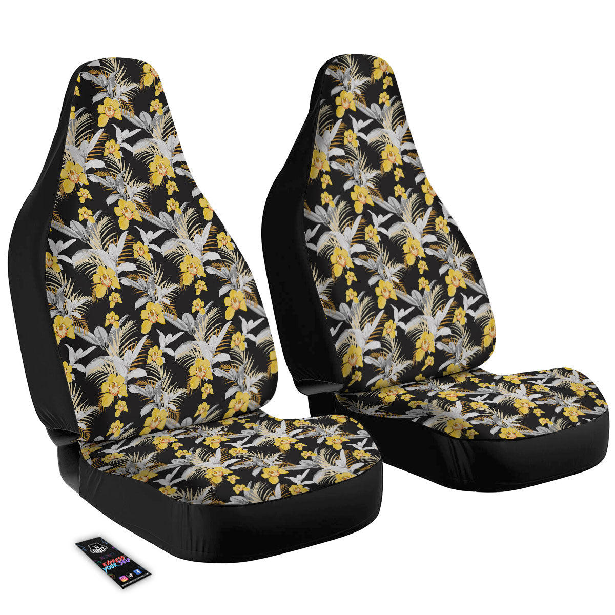 Orchid Yellow Print Pattern Car Seat Covers-grizzshop