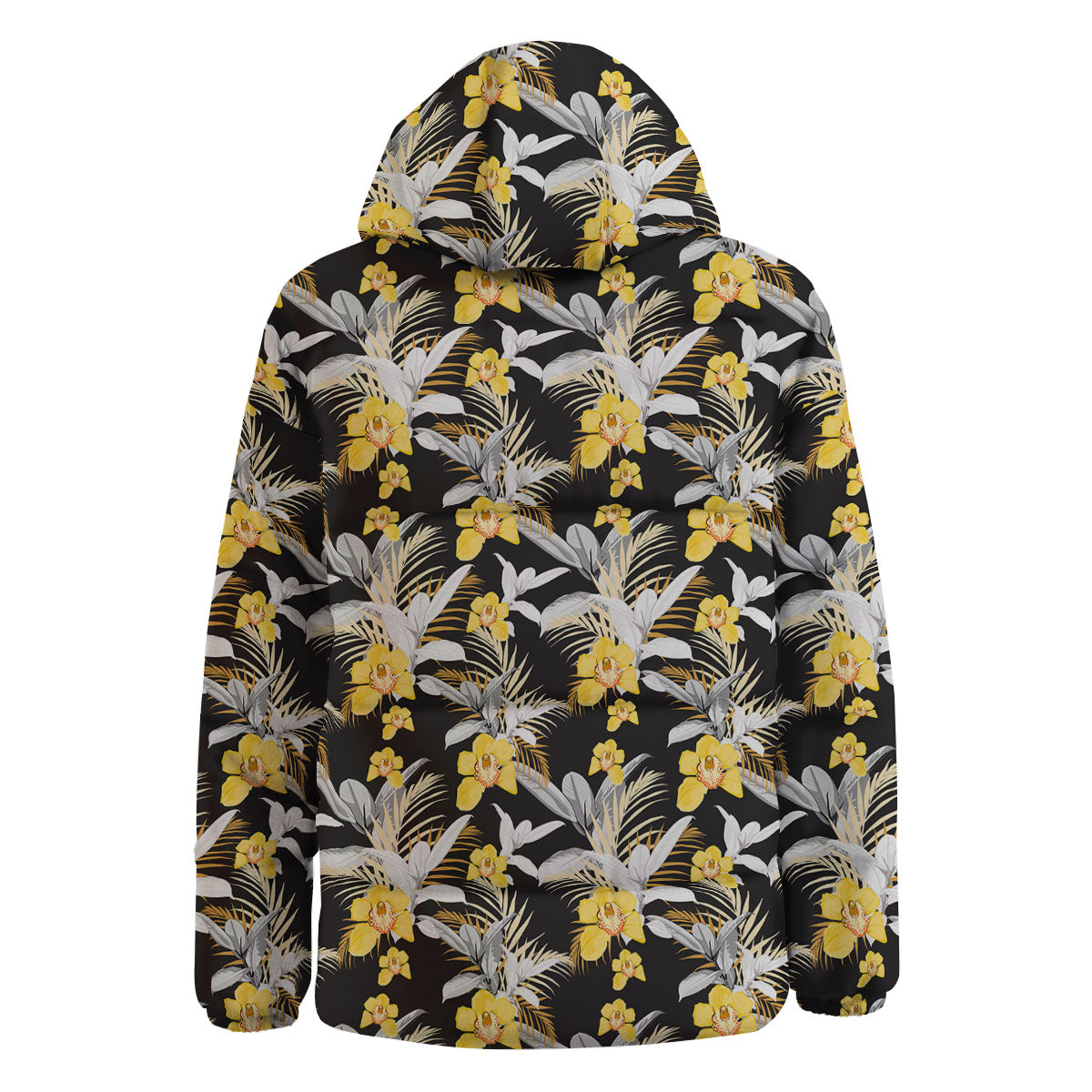 Orchid Yellow Print Pattern Down Jacket-grizzshop