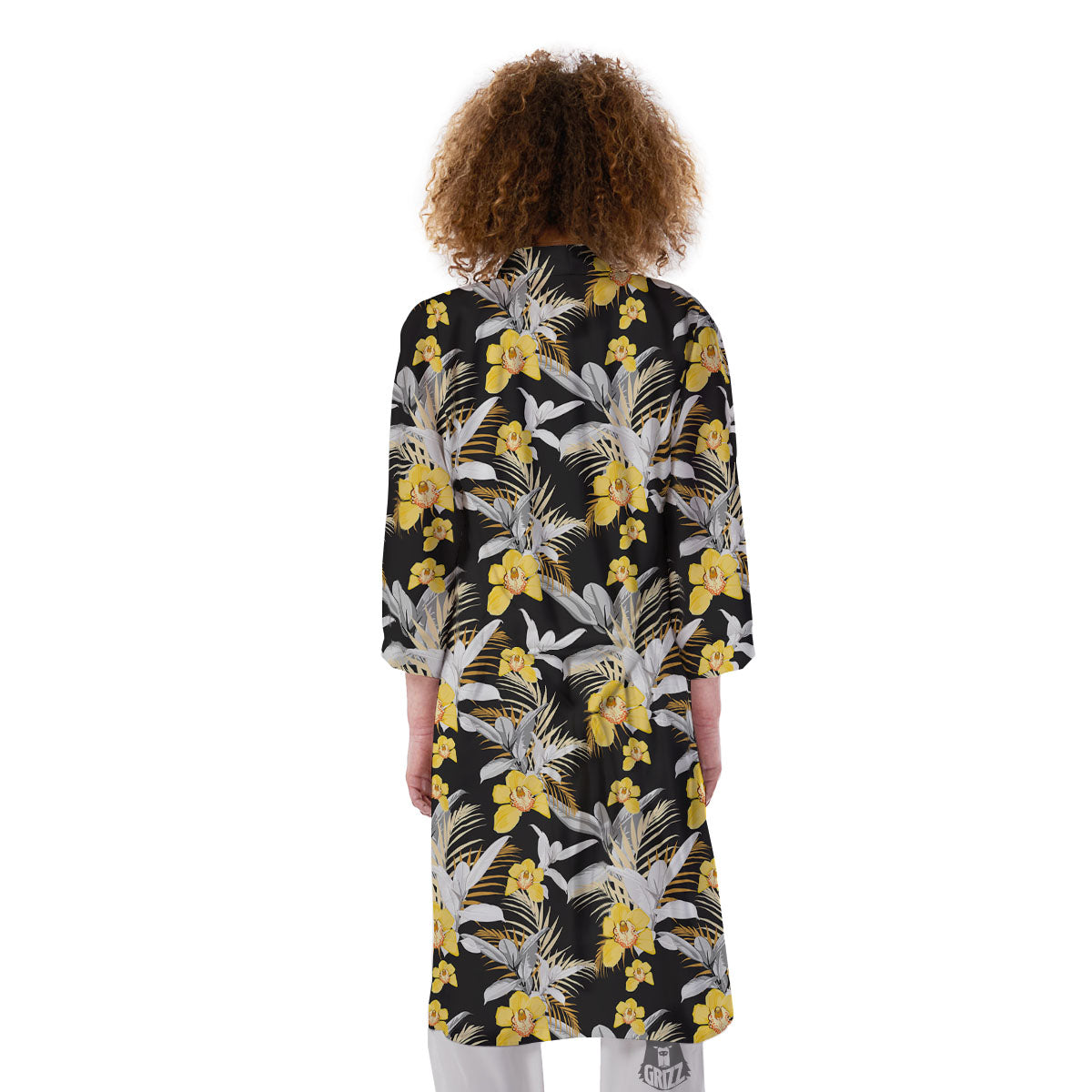 Orchid Yellow Print Pattern Kimono-grizzshop