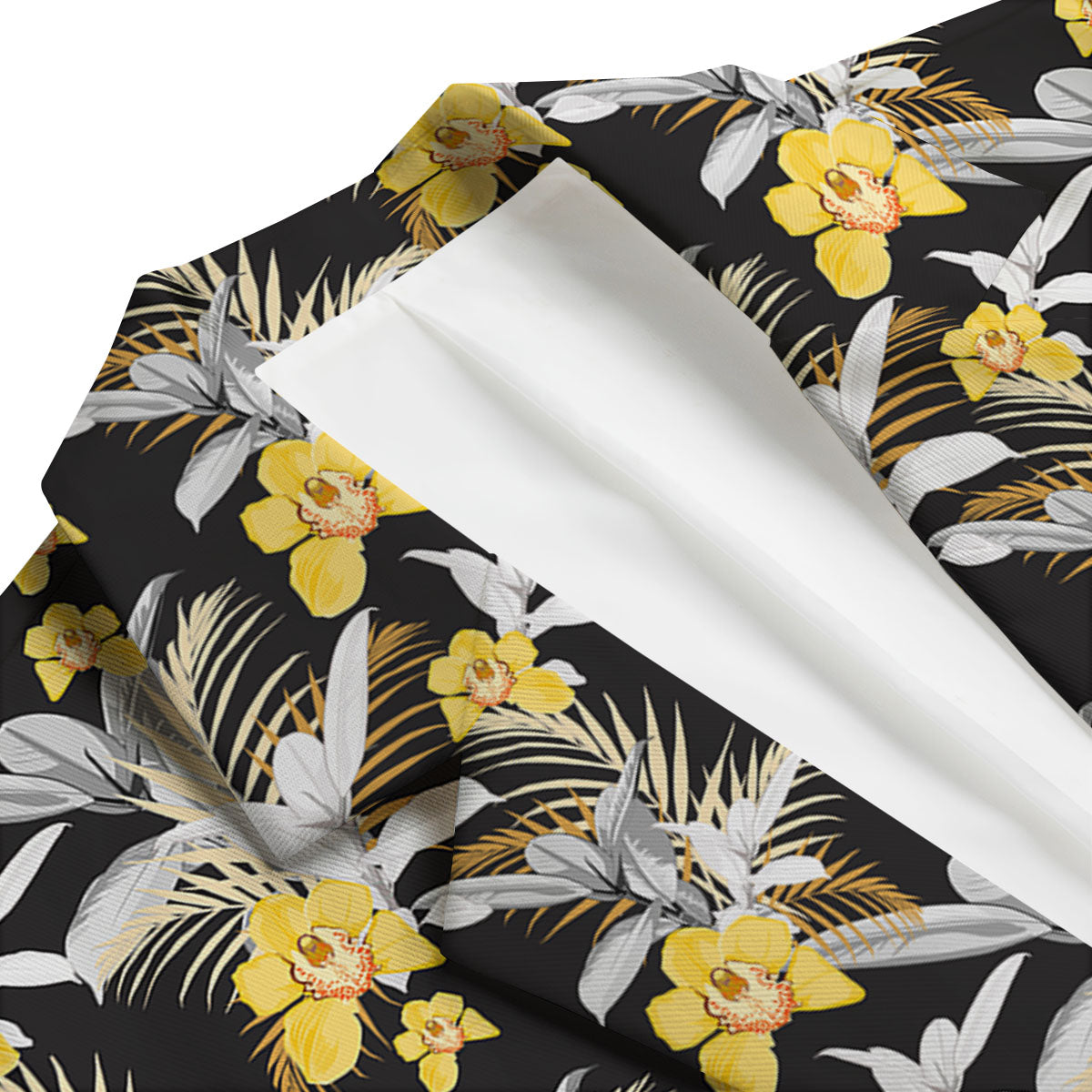 Orchid Yellow Print Pattern Men's Blazer-grizzshop