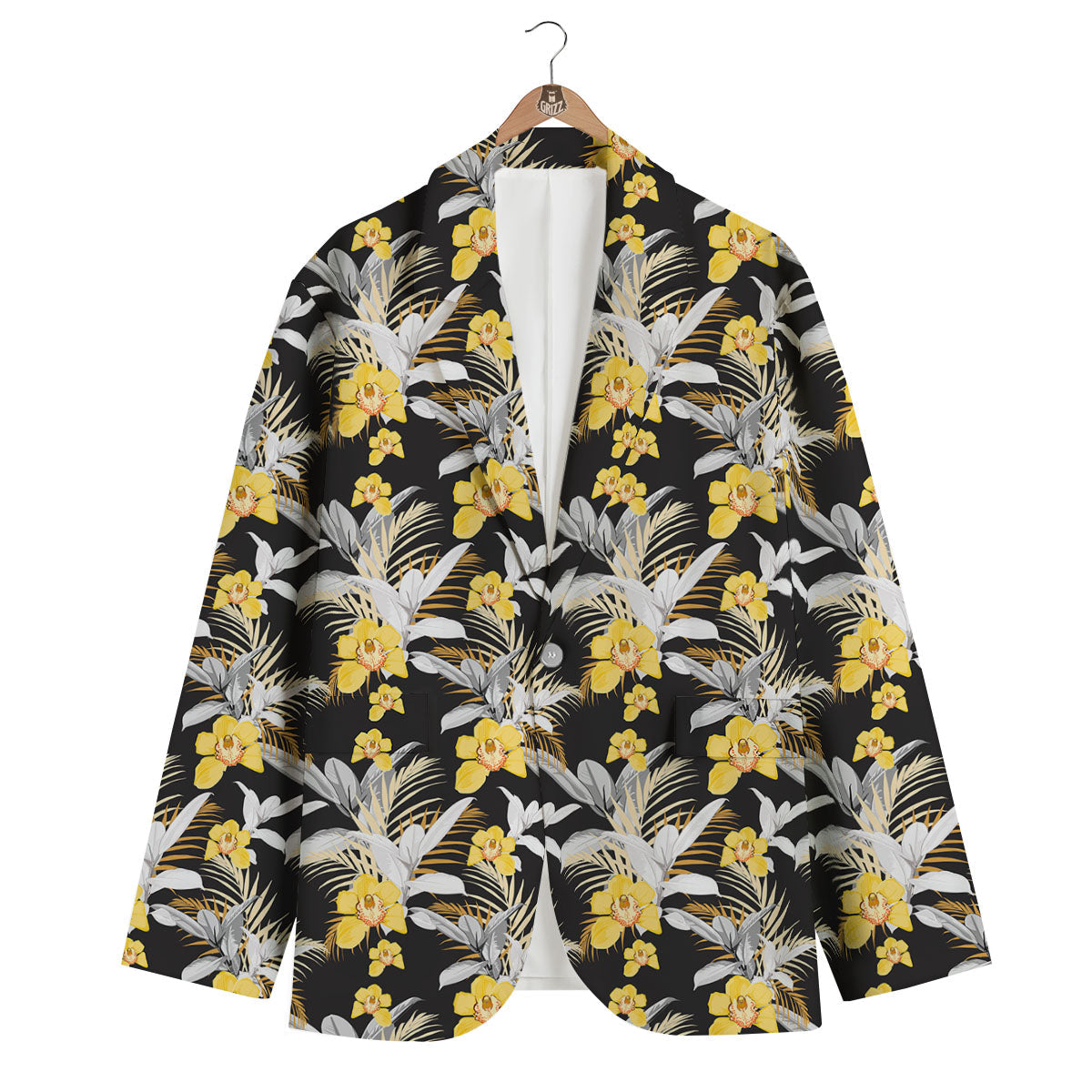 Orchid Yellow Print Pattern Men's Blazer-grizzshop