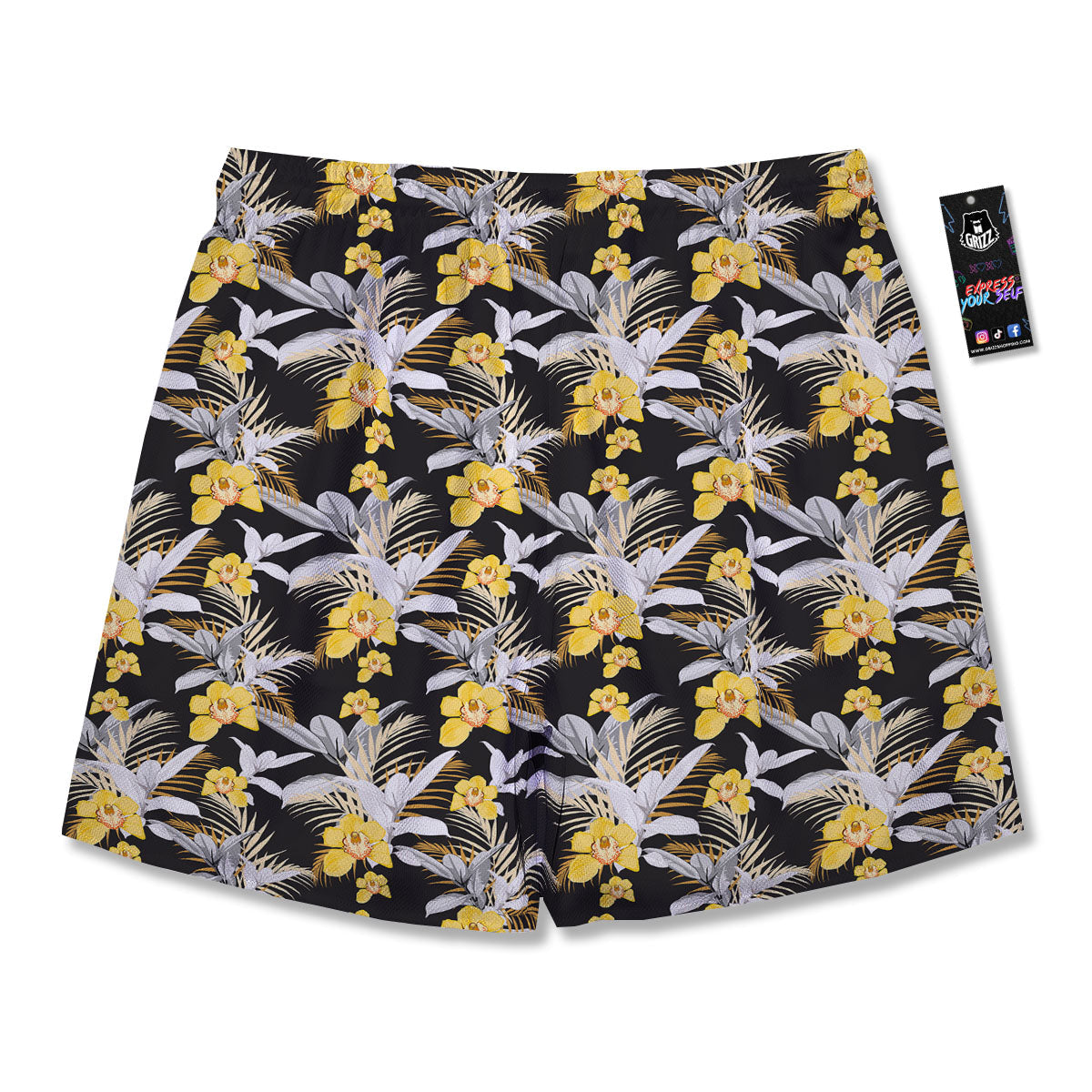 Orchid Yellow Print Pattern Men's Running Shorts-grizzshop