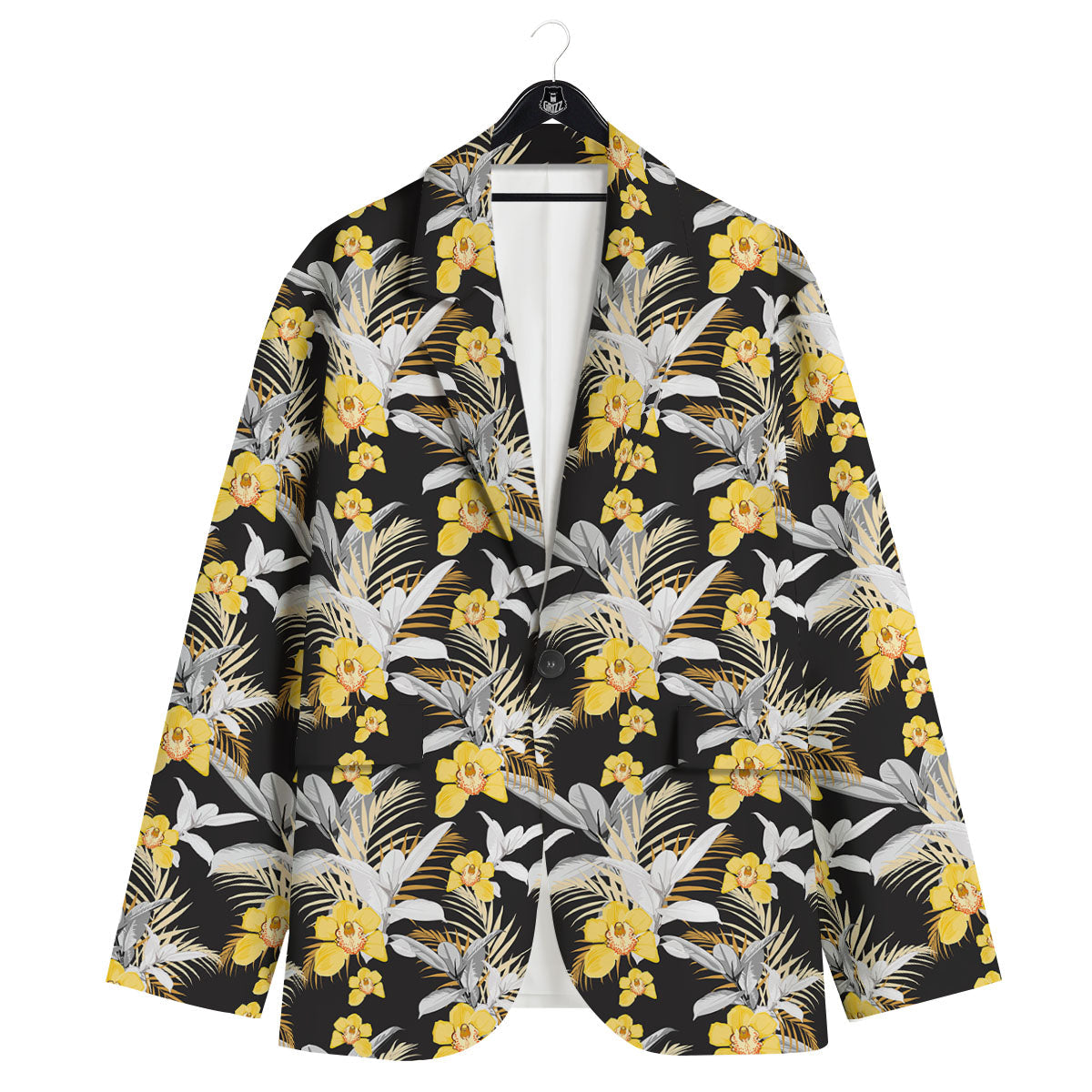 Orchid Yellow Print Pattern Men's Sport Coat-grizzshop