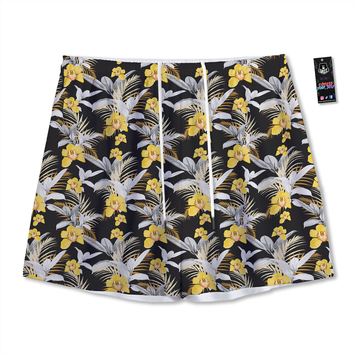 Orchid Yellow Print Pattern Mesh Shorts