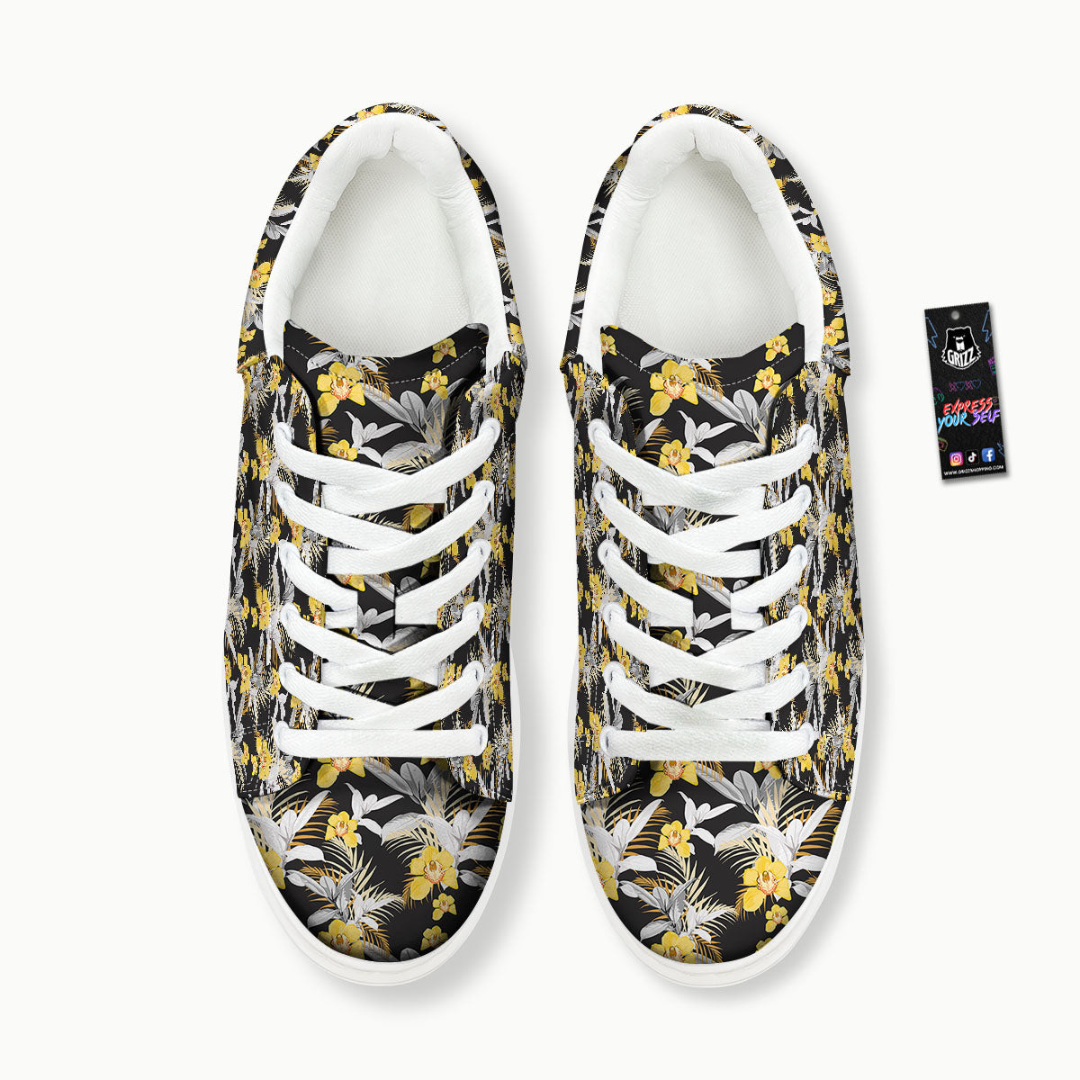 Orchid Yellow Print Pattern Platform Shoes-grizzshop