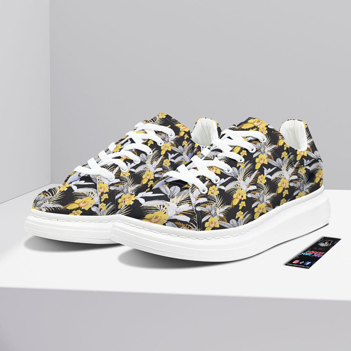 Orchid Yellow Print Pattern Platform Shoes-grizzshop
