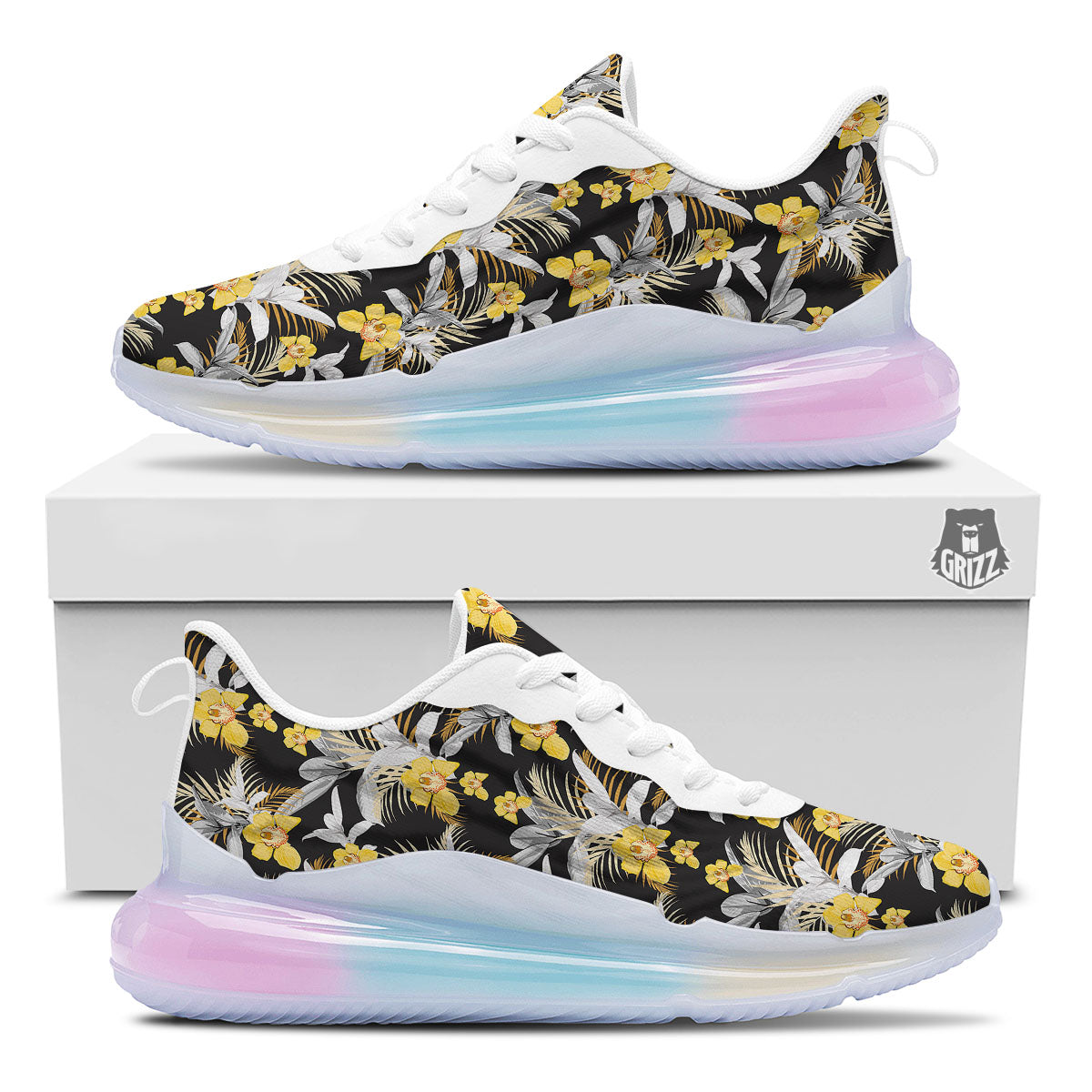 Orchid Yellow Print Pattern Running Sneakers-grizzshop