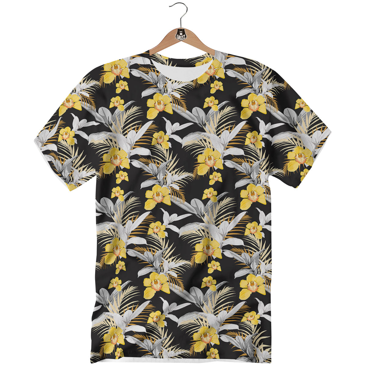 Orchid Yellow Print Pattern T-Shirt-grizzshop