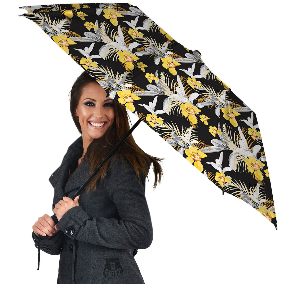 Orchid Yellow Print Pattern Umbrella-grizzshop