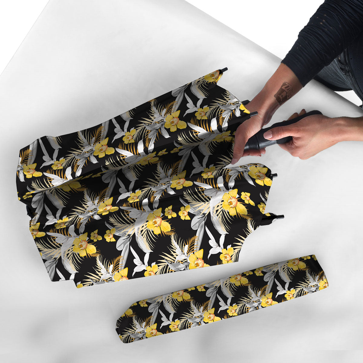 Orchid Yellow Print Pattern Umbrella-grizzshop