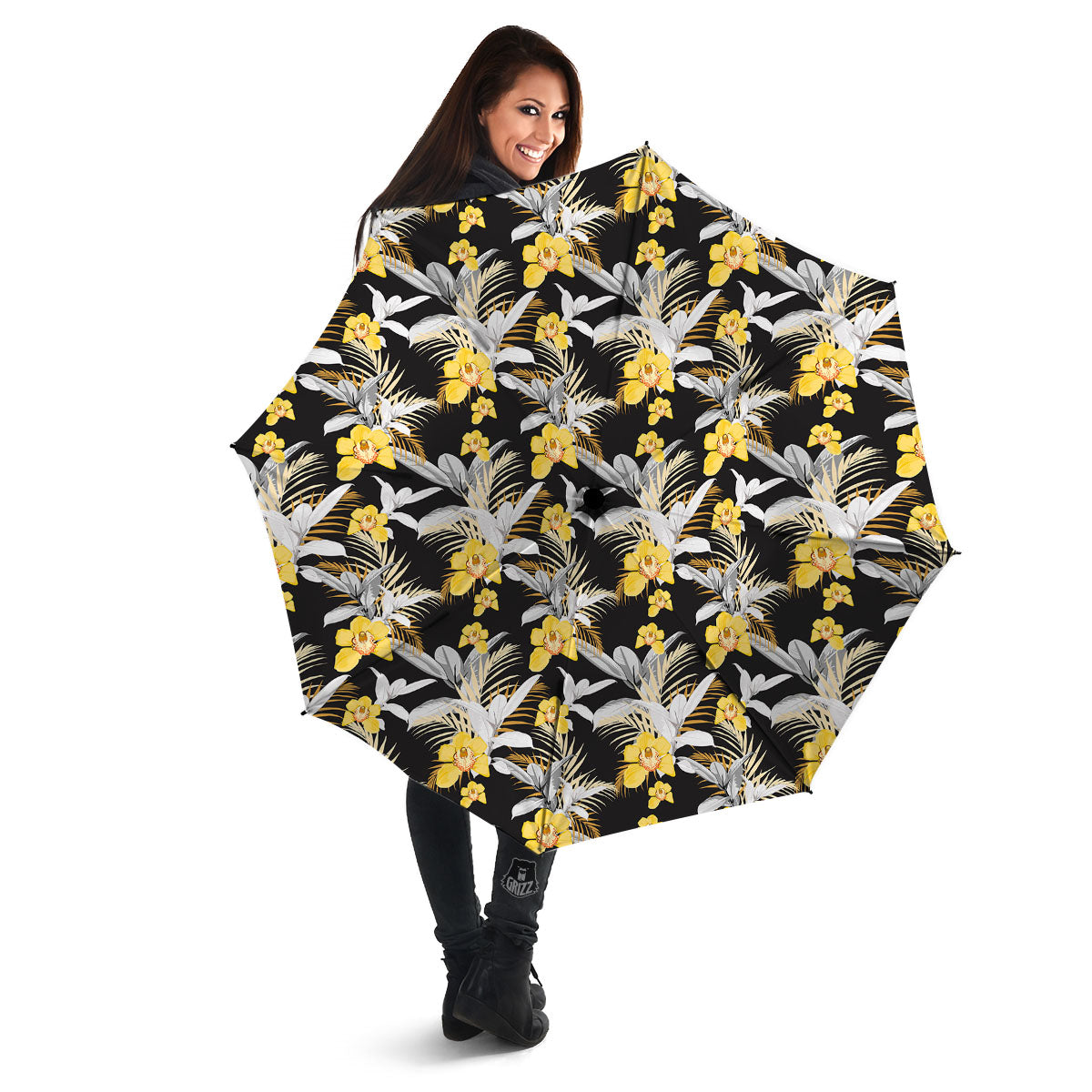 Orchid Yellow Print Pattern Umbrella-grizzshop