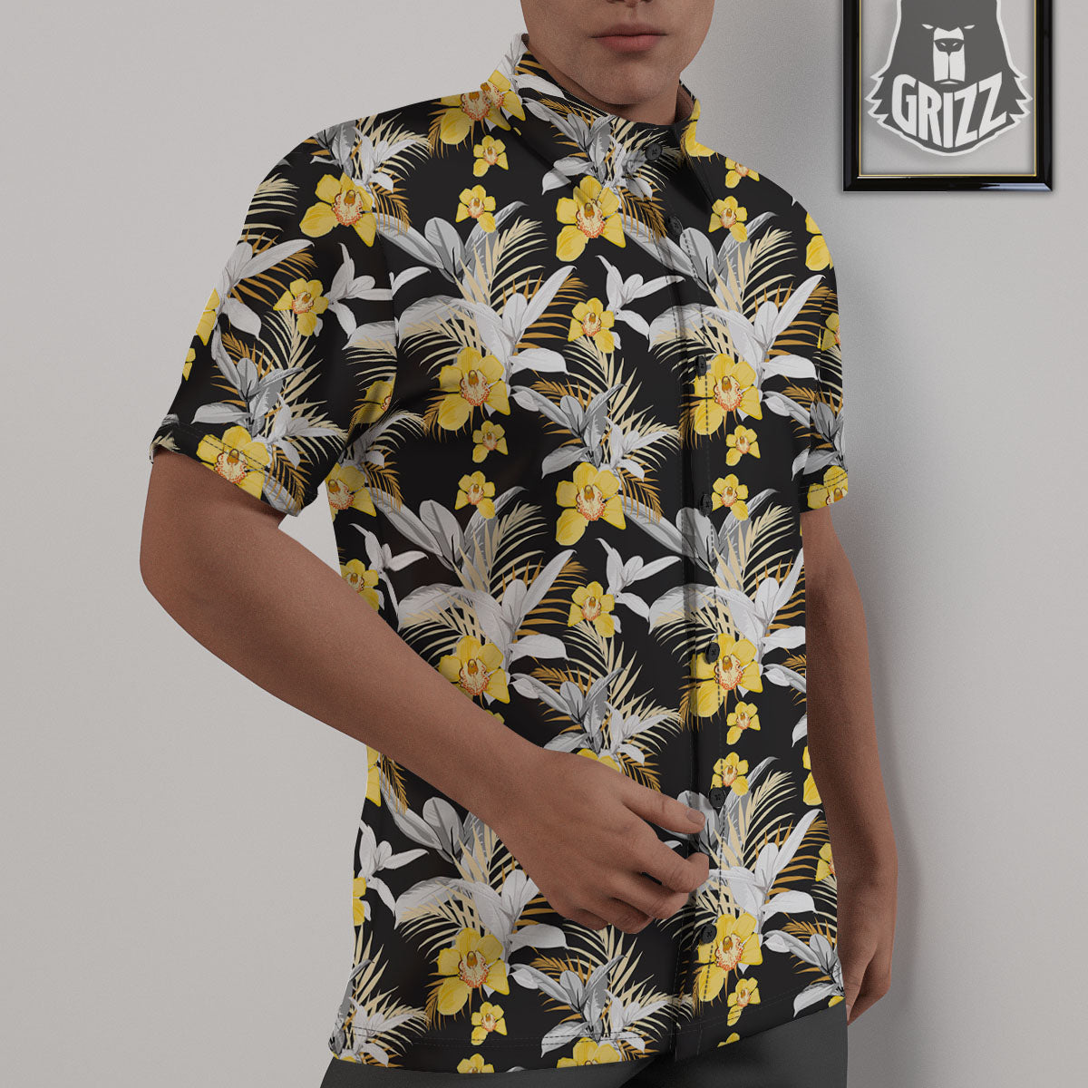 Orchid Yellow Print Pattern Untucked Shirts-grizzshop