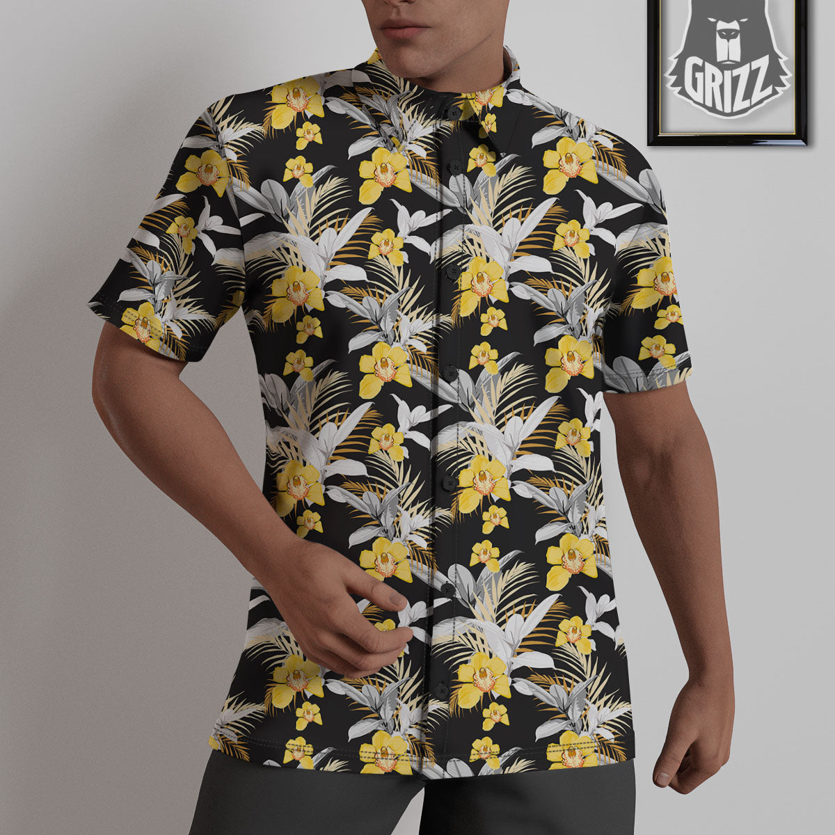 Orchid Yellow Print Pattern Untucked Shirts-grizzshop