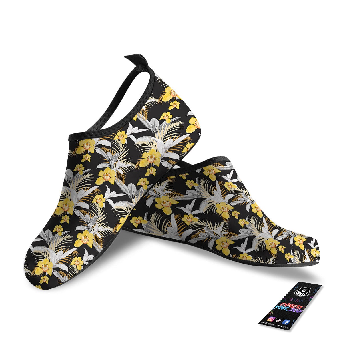 Orchid Yellow Print Pattern Water Shoes-grizzshop