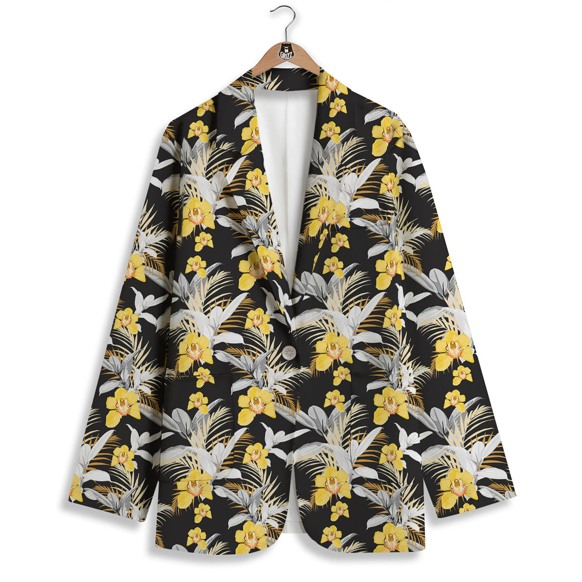 Orchid Yellow Print Pattern Women's Blazer-grizzshop
