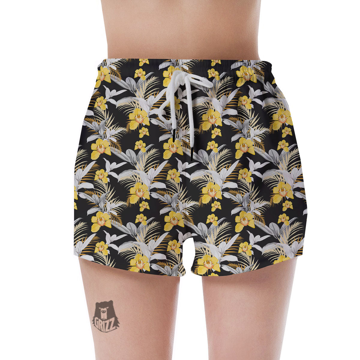 Orchid Yellow Print Pattern Women's Shorts-grizzshop