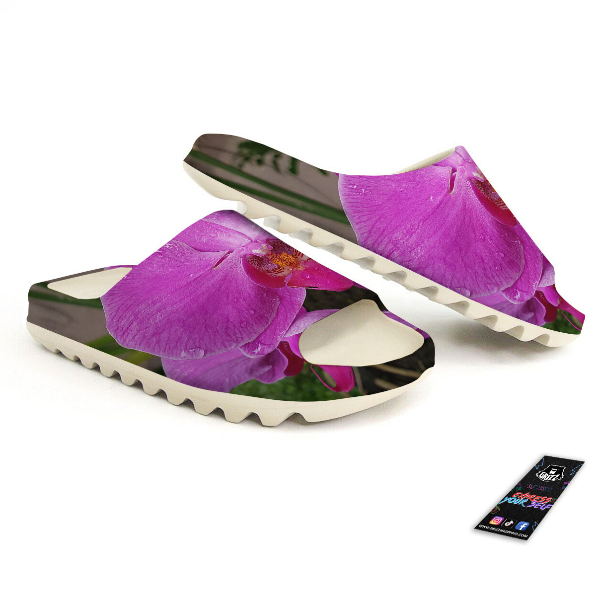Orchid Flower Magenta Print Sandals-grizzshop