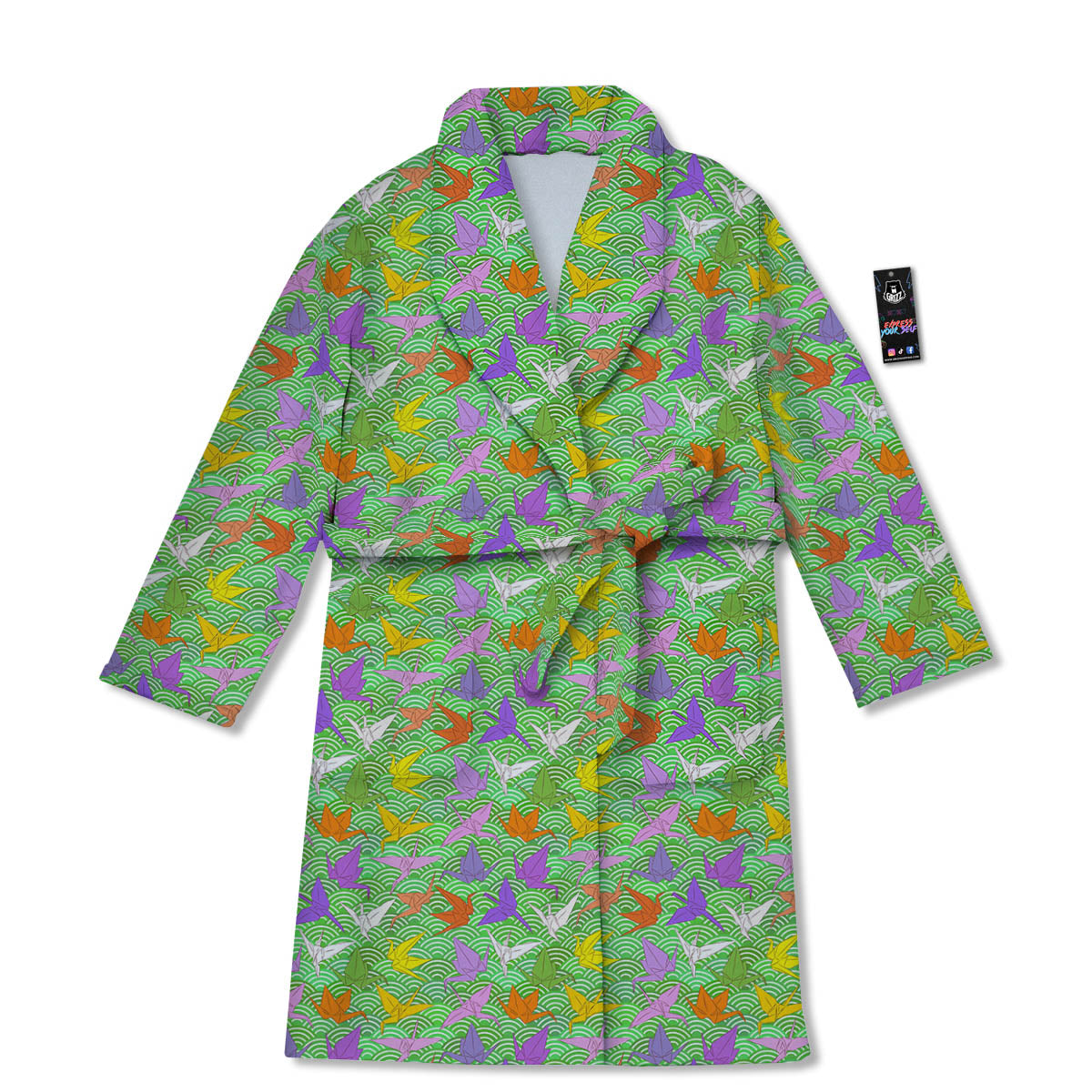 Origami Bird Colorful Print Pattern Bathrobe-grizzshop