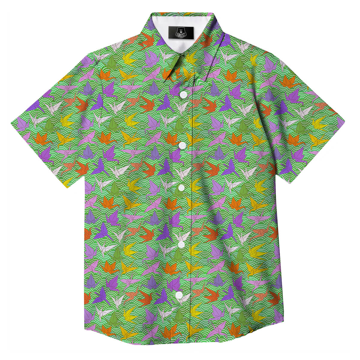 Origami Bird Colorful Print Pattern Button Up Shirt-grizzshop