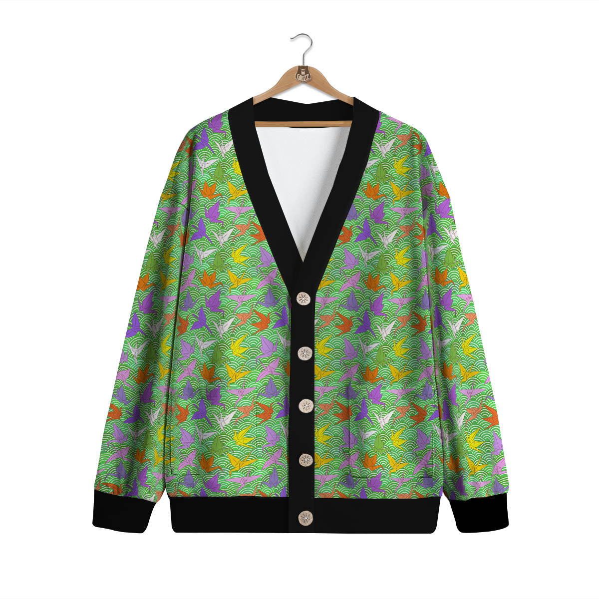 Origami Bird Colorful Print Pattern Cardigan-grizzshop