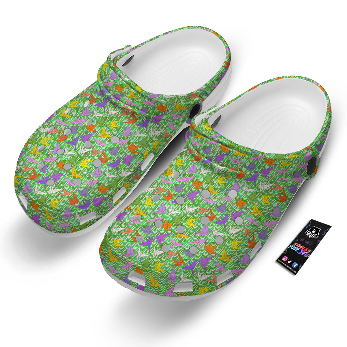 Origami Bird Colorful Print Pattern Clog-grizzshop