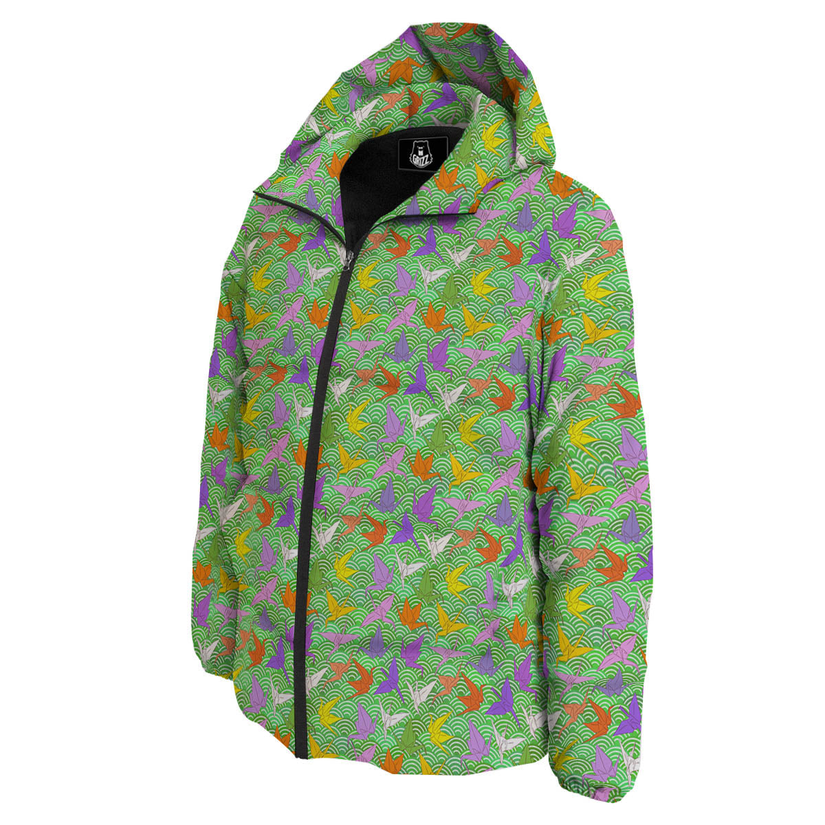 Origami Bird Colorful Print Pattern Down Jacket-grizzshop