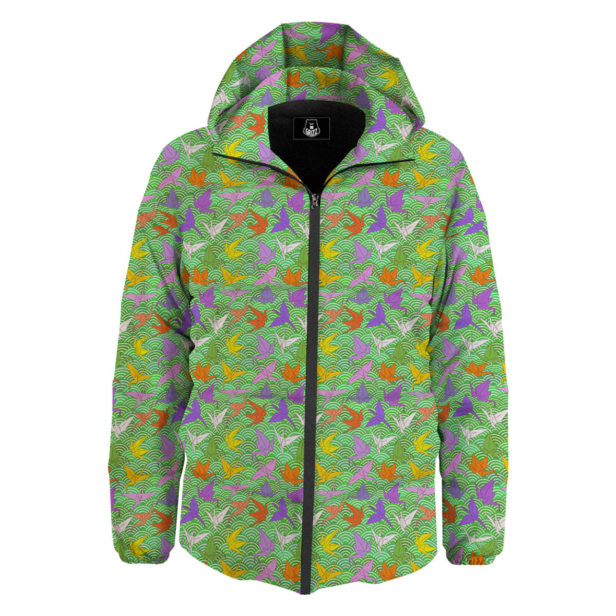 Origami Bird Colorful Print Pattern Down Jacket-grizzshop