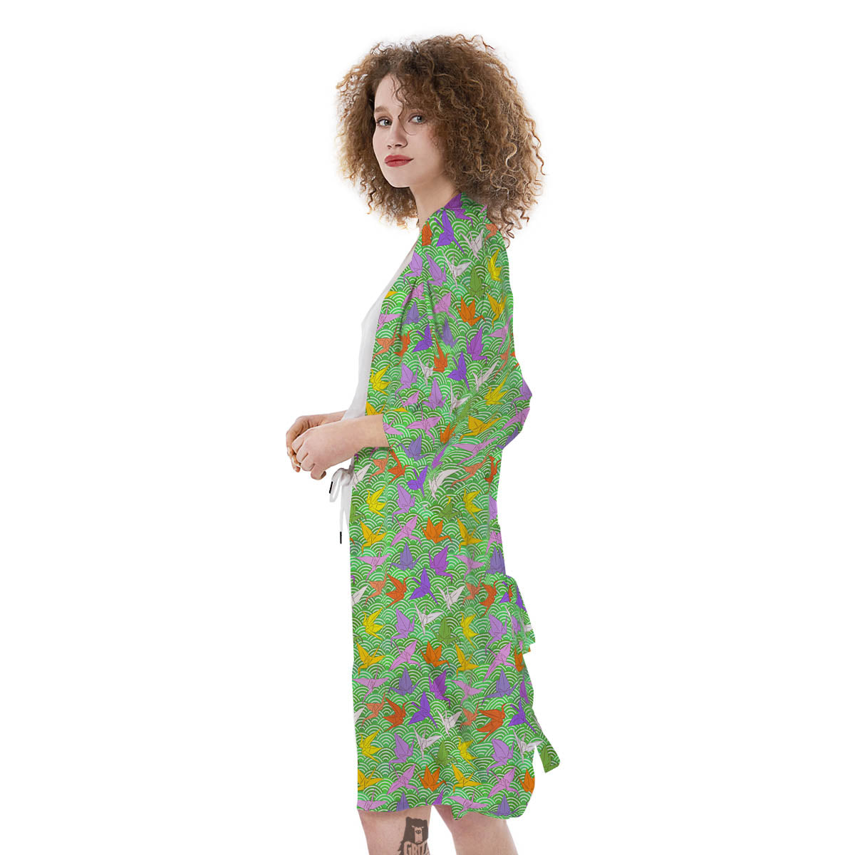 Origami Bird Colorful Print Pattern Kimono-grizzshop