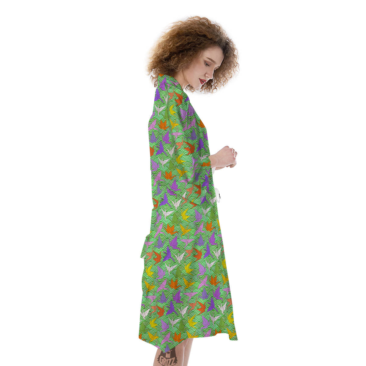 Origami Bird Colorful Print Pattern Kimono-grizzshop