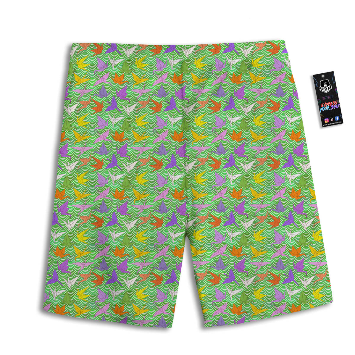 Origami Bird Colorful Print Pattern Men's Athletic Shorts