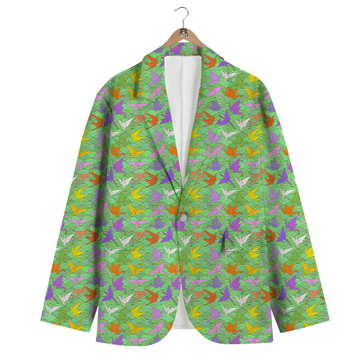 Origami Bird Colorful Print Pattern Men's Blazer-grizzshop