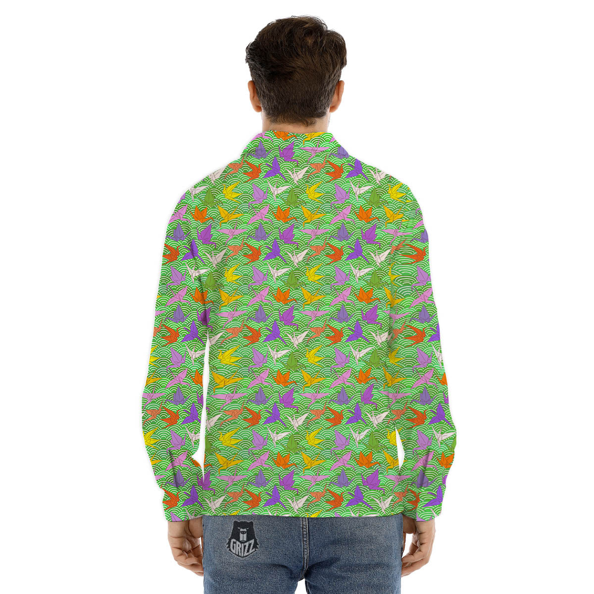 Origami Bird Colorful Print Pattern Men's Dress Shirts-grizzshop