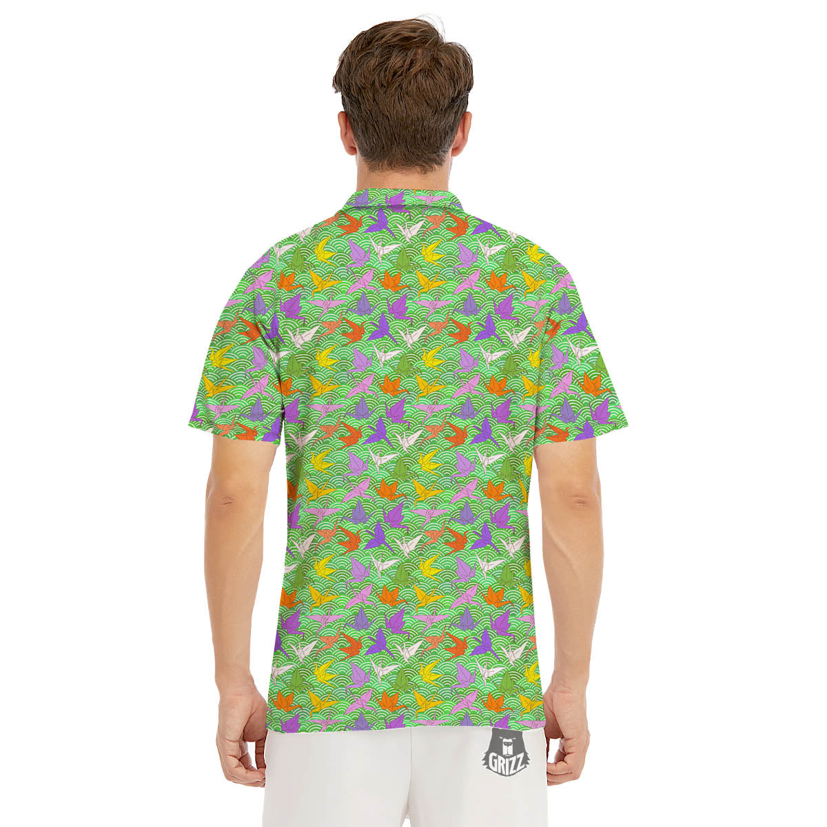 Origami Bird Colorful Print Pattern Men's Golf Shirts-grizzshop