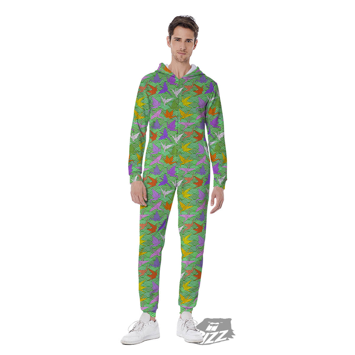 Origami Bird Colorful Print Pattern Men's Jumpsuit-grizzshop