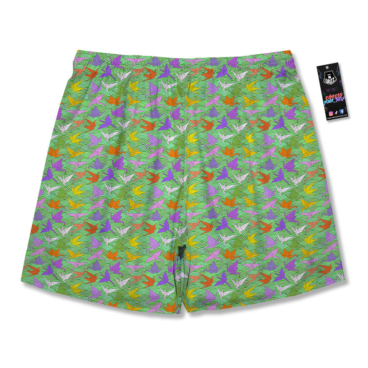 Origami Bird Colorful Print Pattern Men's Running Shorts-grizzshop