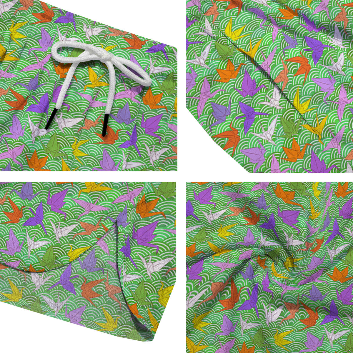 Origami Bird Colorful Print Pattern Men's Running Shorts-grizzshop