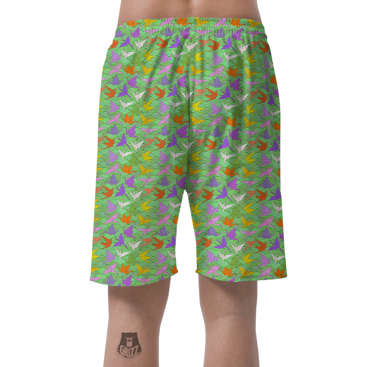 Origami Bird Colorful Print Pattern Men's Shorts-grizzshop