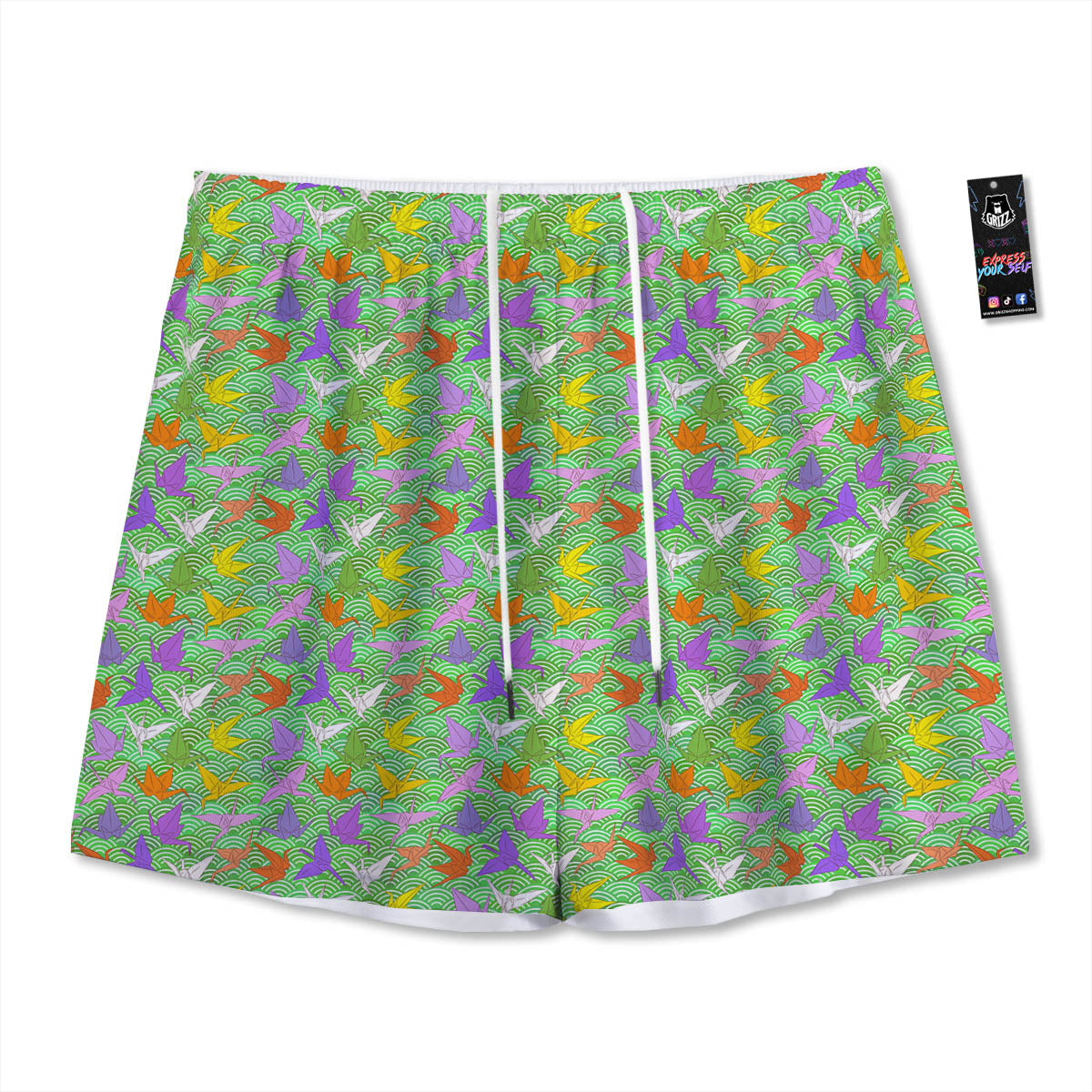 Moon And Gold Sun Print Pattern Mesh Shorts