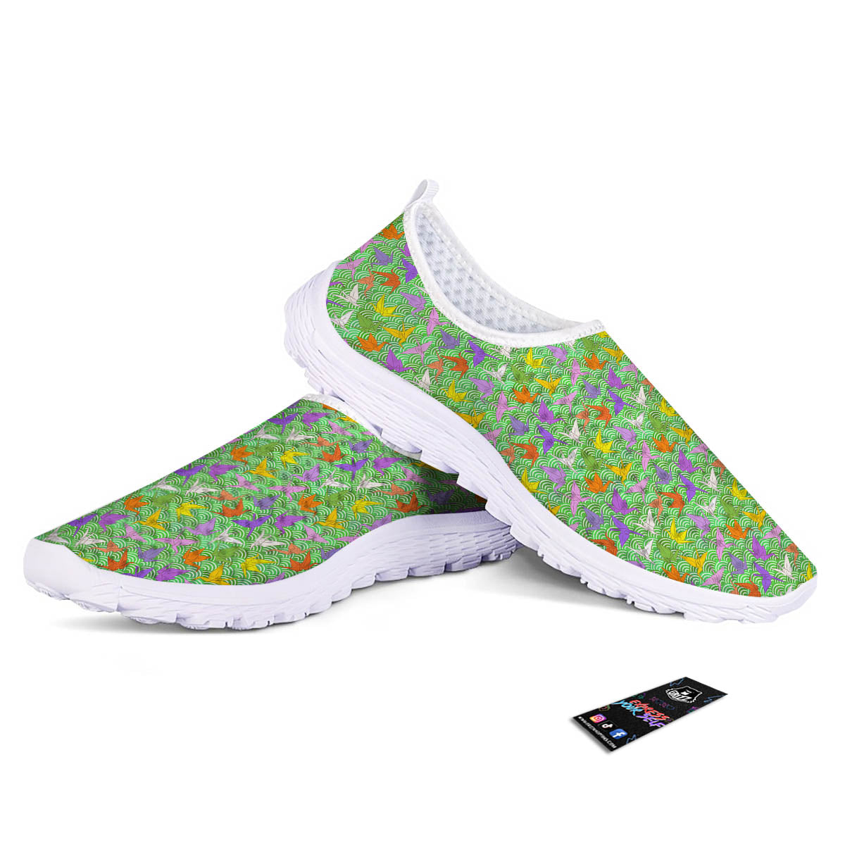 Origami Bird Colorful Print Pattern Nurse Shoes-grizzshop