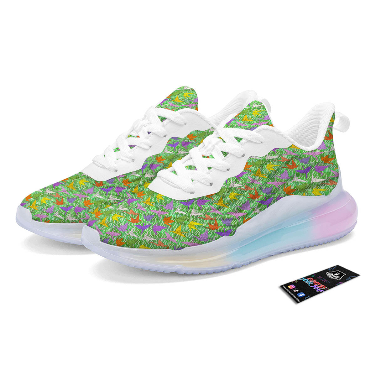 Origami Bird Colorful Print Pattern Running Sneakers-grizzshop