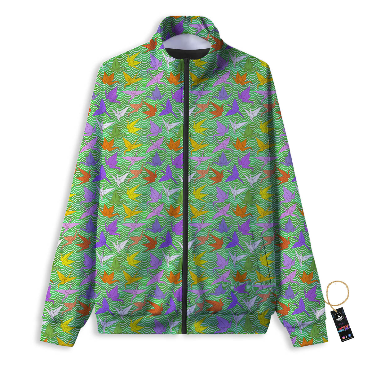 Origami Bird Colorful Print Pattern Track Jacket-grizzshop
