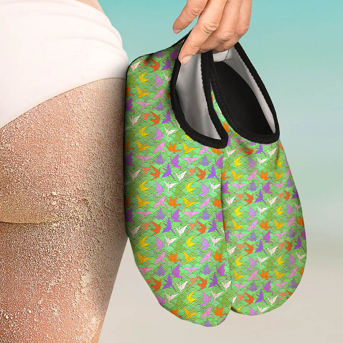 Origami Bird Colorful Print Pattern Water Shoes-grizzshop