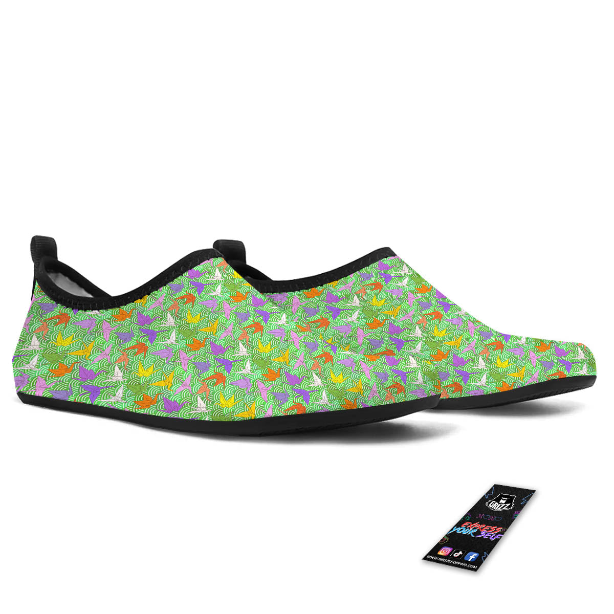 Origami Bird Colorful Print Pattern Water Shoes-grizzshop