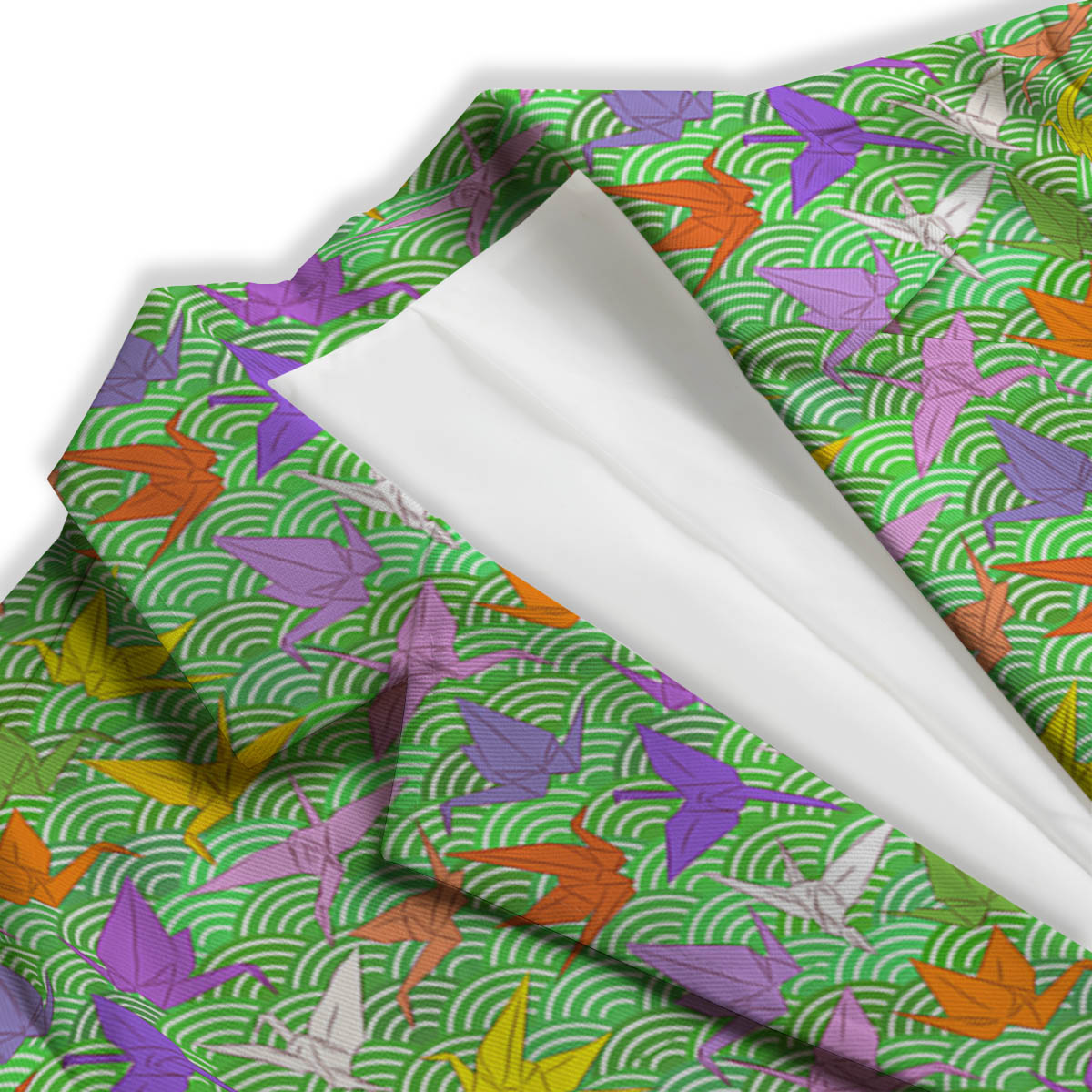 Origami Bird Colorful Print Pattern Women's Blazer-grizzshop