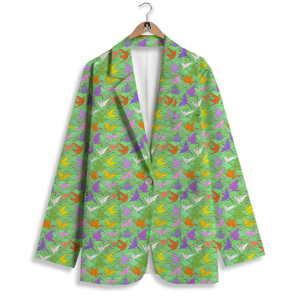 Origami Bird Colorful Print Pattern Women's Blazer-grizzshop