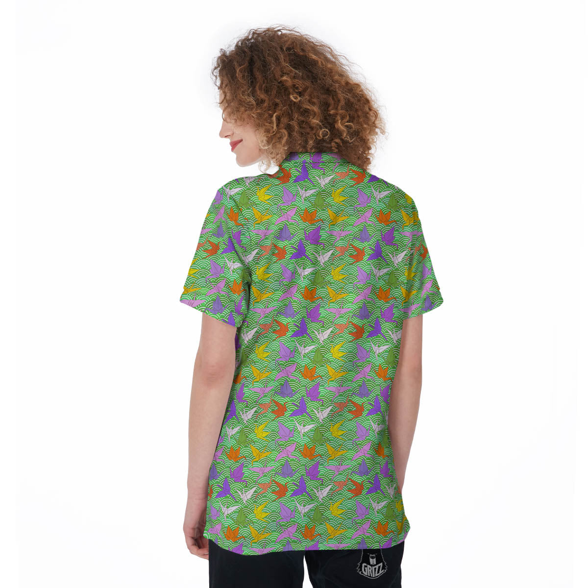 Origami Bird Colorful Print Pattern Women's Golf Shirts-grizzshop