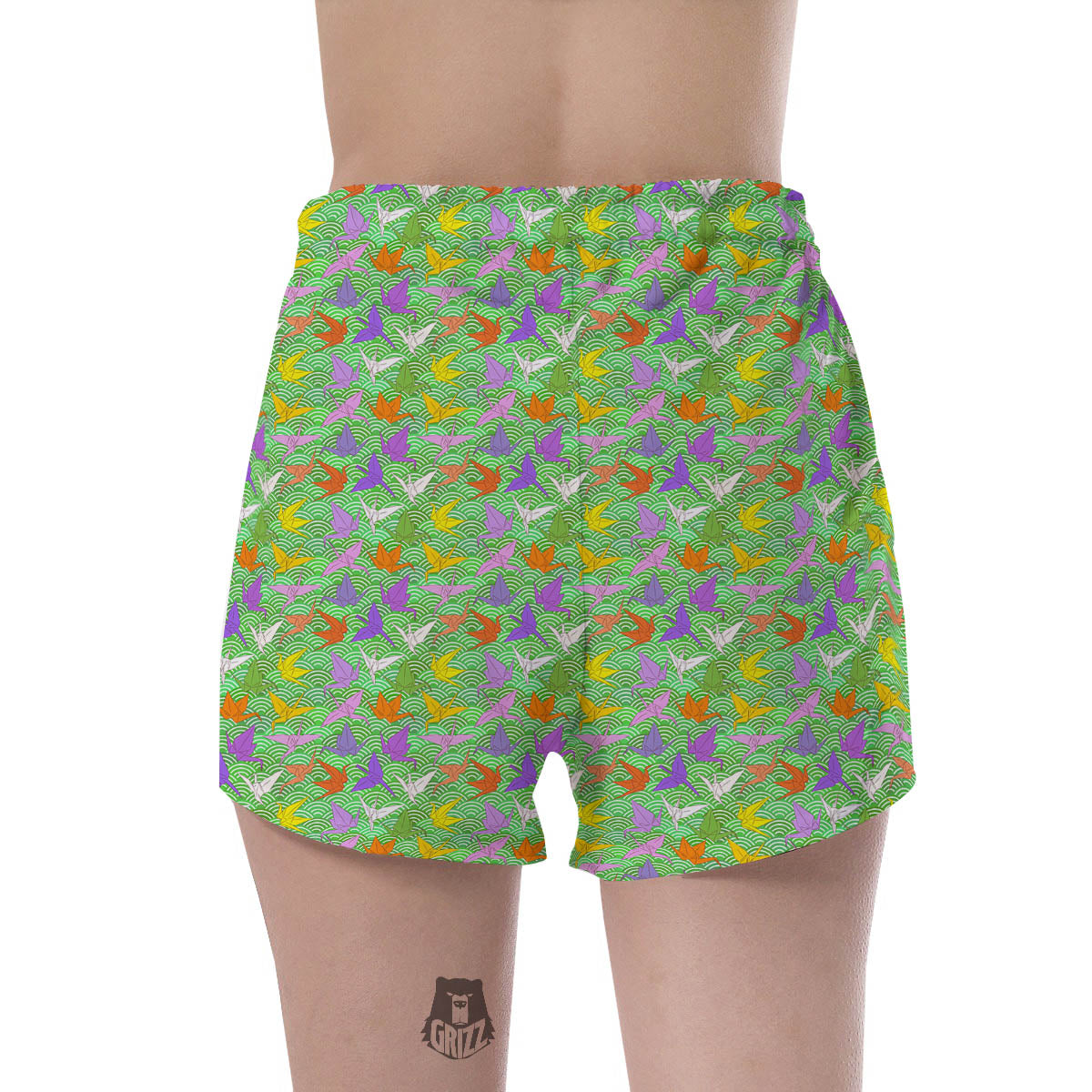 Origami Bird Colorful Print Pattern Women's Shorts-grizzshop