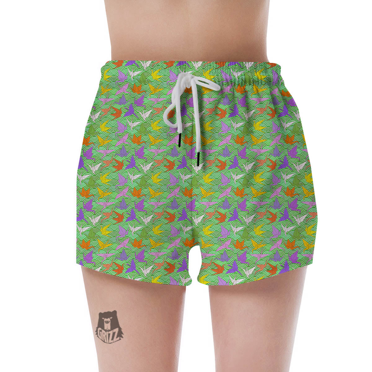 Origami Bird Colorful Print Pattern Women's Shorts-grizzshop