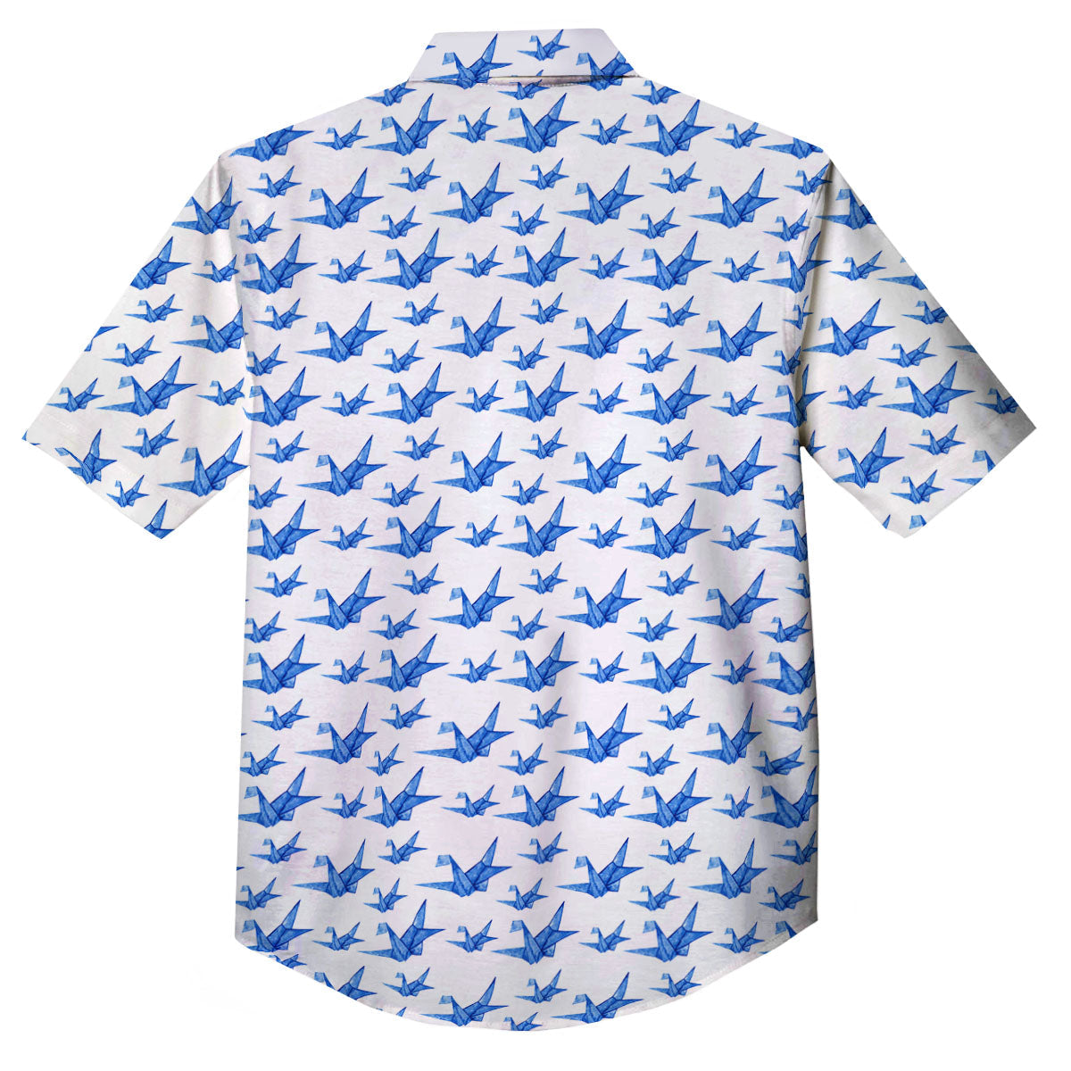 Origami Crane Blue Print Pattern Button Up Shirt-grizzshop